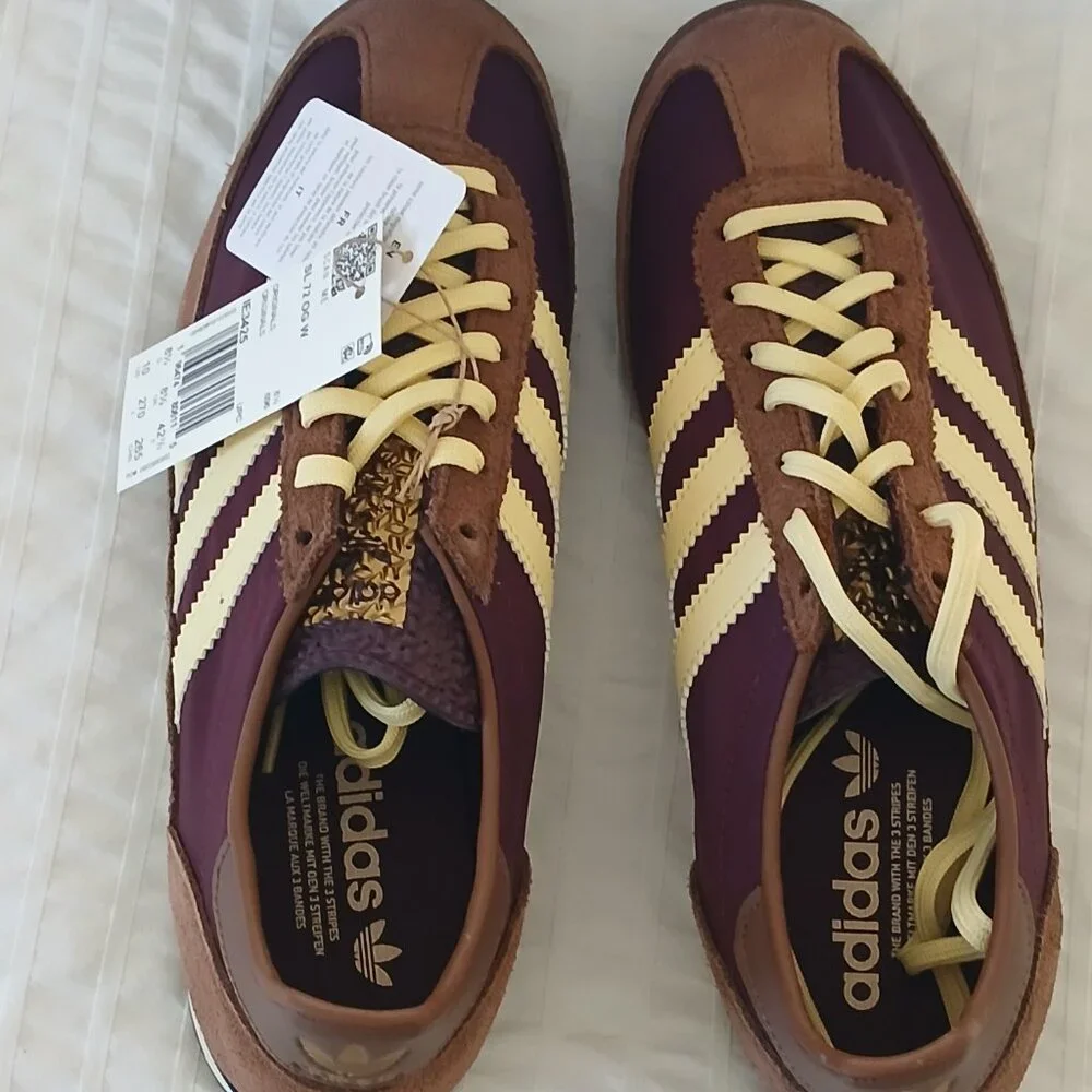 adidas Women's SL72 OG sneakers new with tags maroon yellow colorway size 11 - Picture 4 of 5